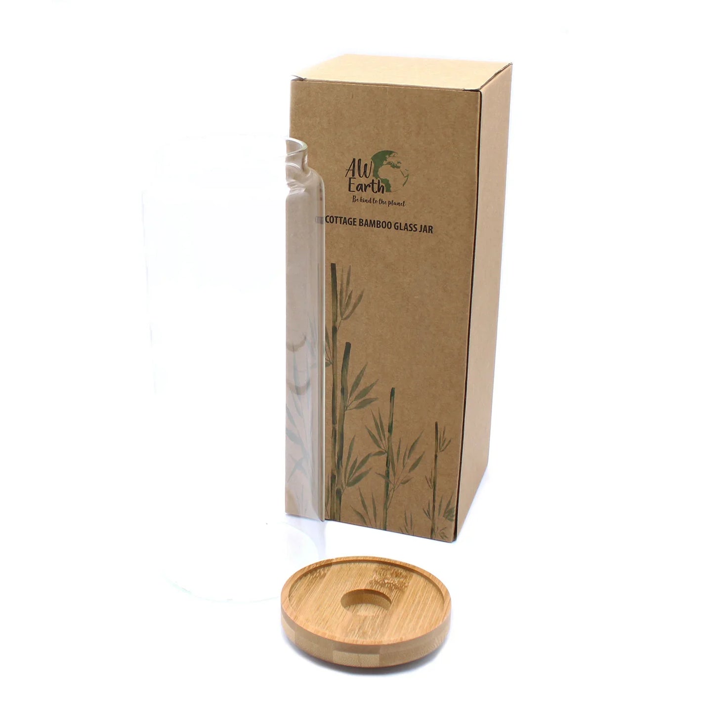 Bote de Cristal con Tapa de Bambú - 20cm - La Tienda del Té