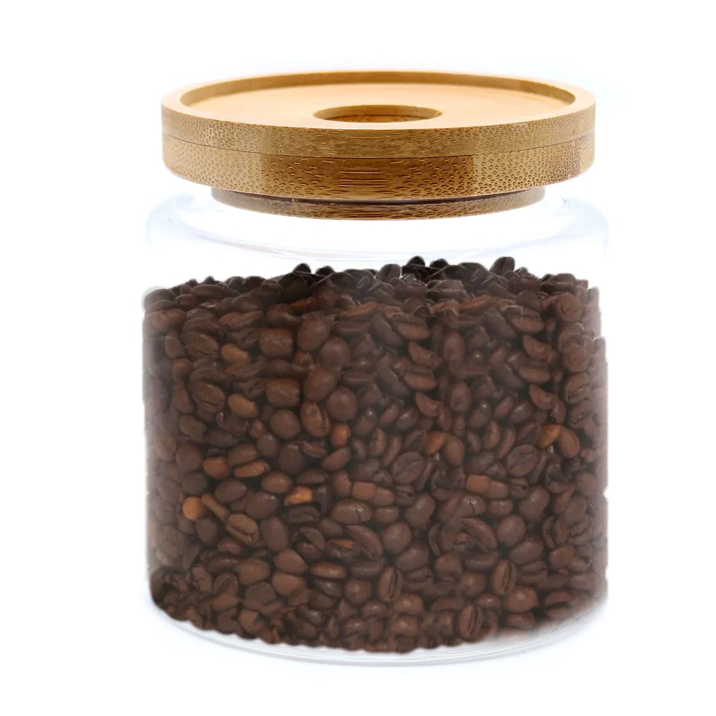 Bote de Cristal con Tapa de Bambú - 10cm - La Tienda del Té