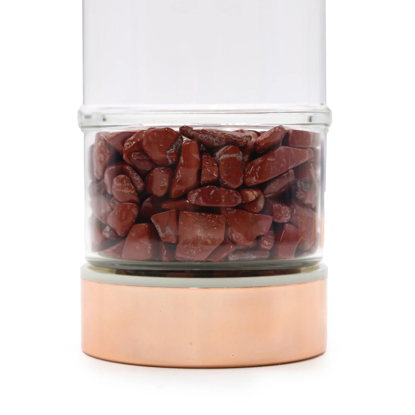 Botella de cristal para te - oro rosa - Jasper rojo - La Tienda del Té