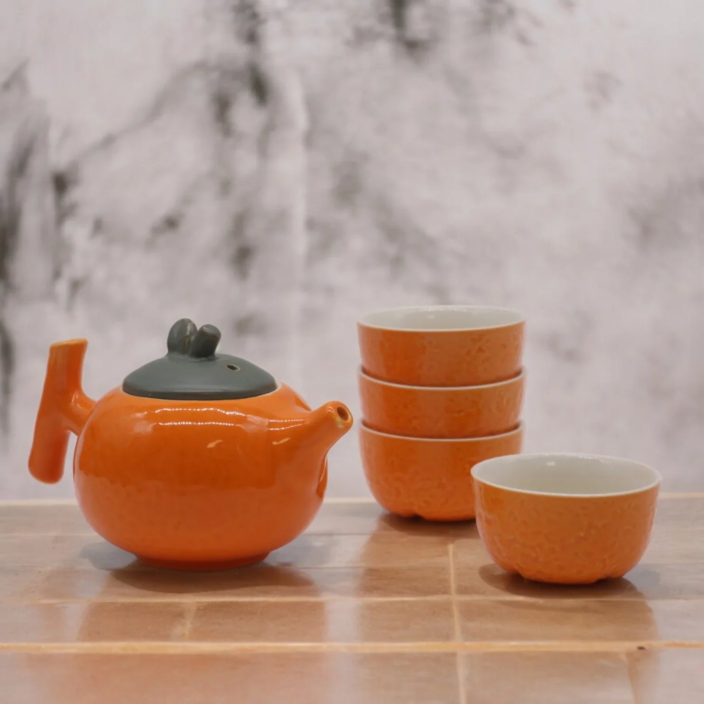 Set de Tetera - Naranja - Tetera & Cuatro tazas - La Tienda del Té