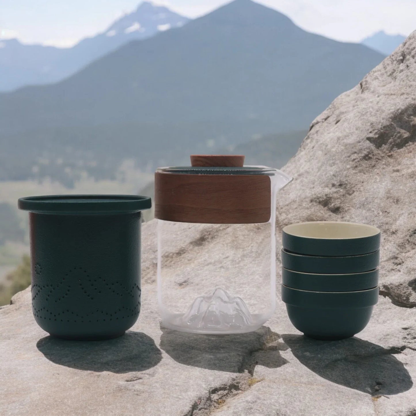 Set de Tetera - Viaje Montaña -Tetera & Cuatro Tazas & Estuche de viaje - La Tienda del Té