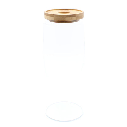 Bote de Cristal con Tapa de Bambú - 25cm