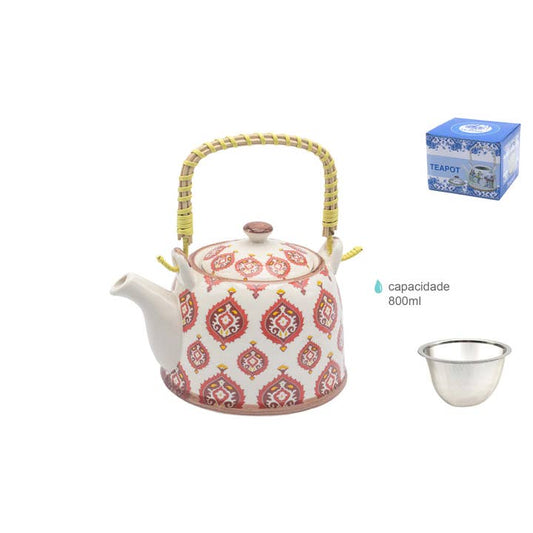 Tetera Cerámica Mosaico Rosado 800 ml - La Tienda del Té