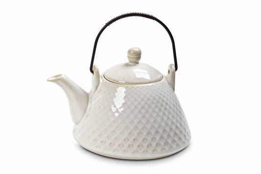 Tetera “Panal” – Cerámica blanca antigua, 750 ml