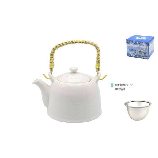 Tetera Cerámica Blanca Minimal 800 ml - La Tienda del Té