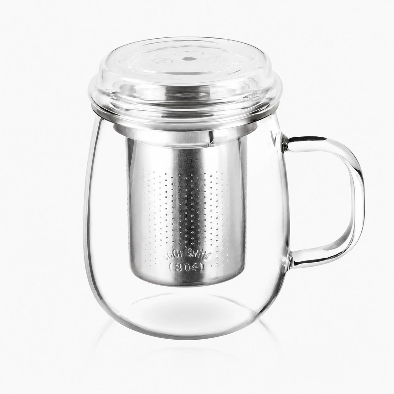 Taza de Té con Filtro y Tapa de Cristal 430 ml