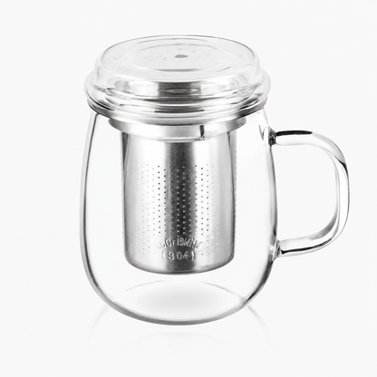 Taza de Té con Filtro y Tapa de Cristal 430 ml